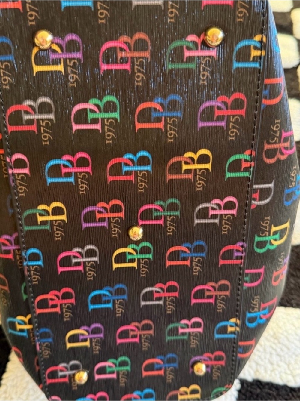 Dooney & Bourke DB75 Small Brenna Satchel NWT + Matching Wallet Rainbow Monogram - Picture 7 of 11